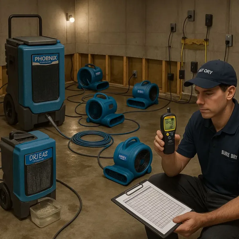 Structural Drying and Dehumidification process in Rutland, WI